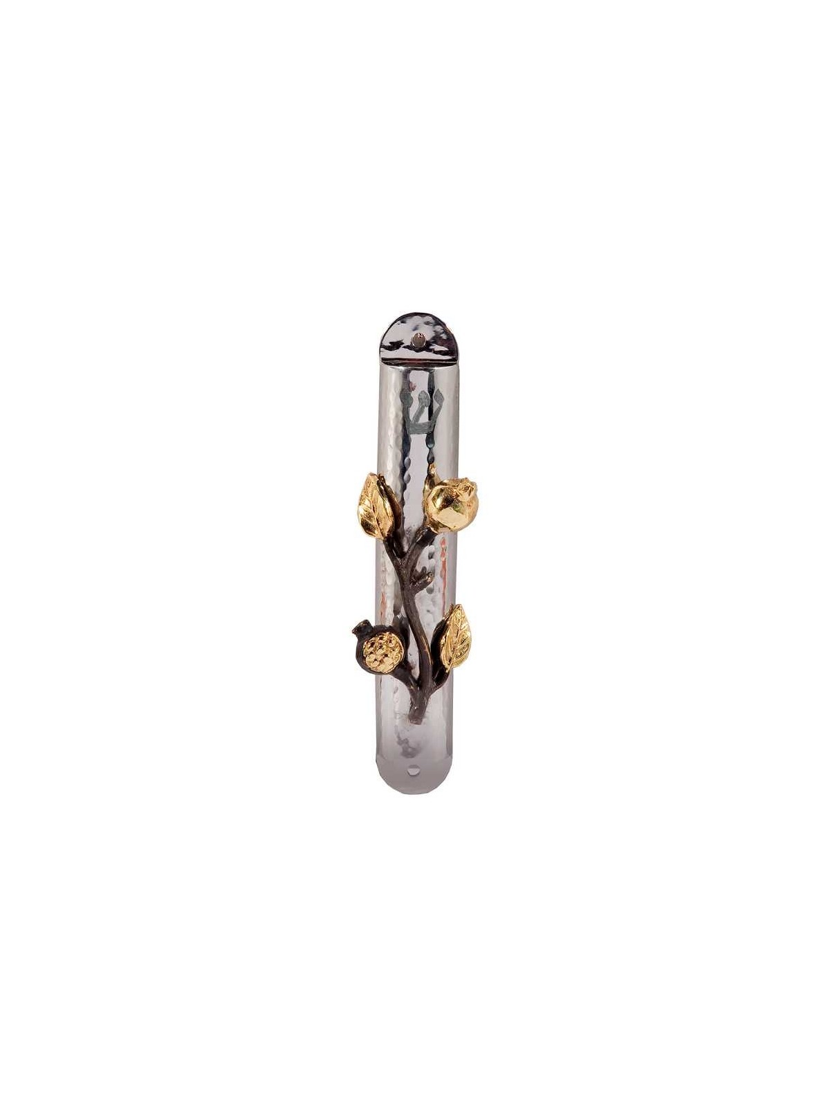 Pomegranate Stainless Steel Mezuzah Case - Large | Mezuzahs | Judaica